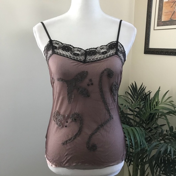 VERO MODA Line Mesh Sequin Appliqué Lace Tank Top - Picture 7 of 7